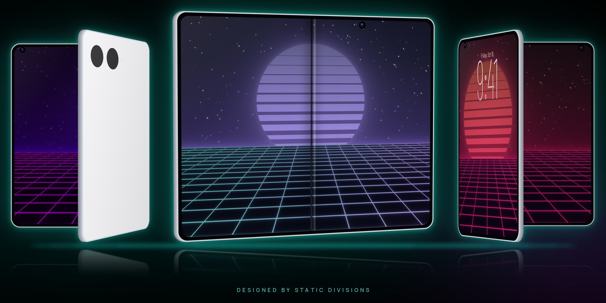 Wallpaper package for iPhone Duo, three device views